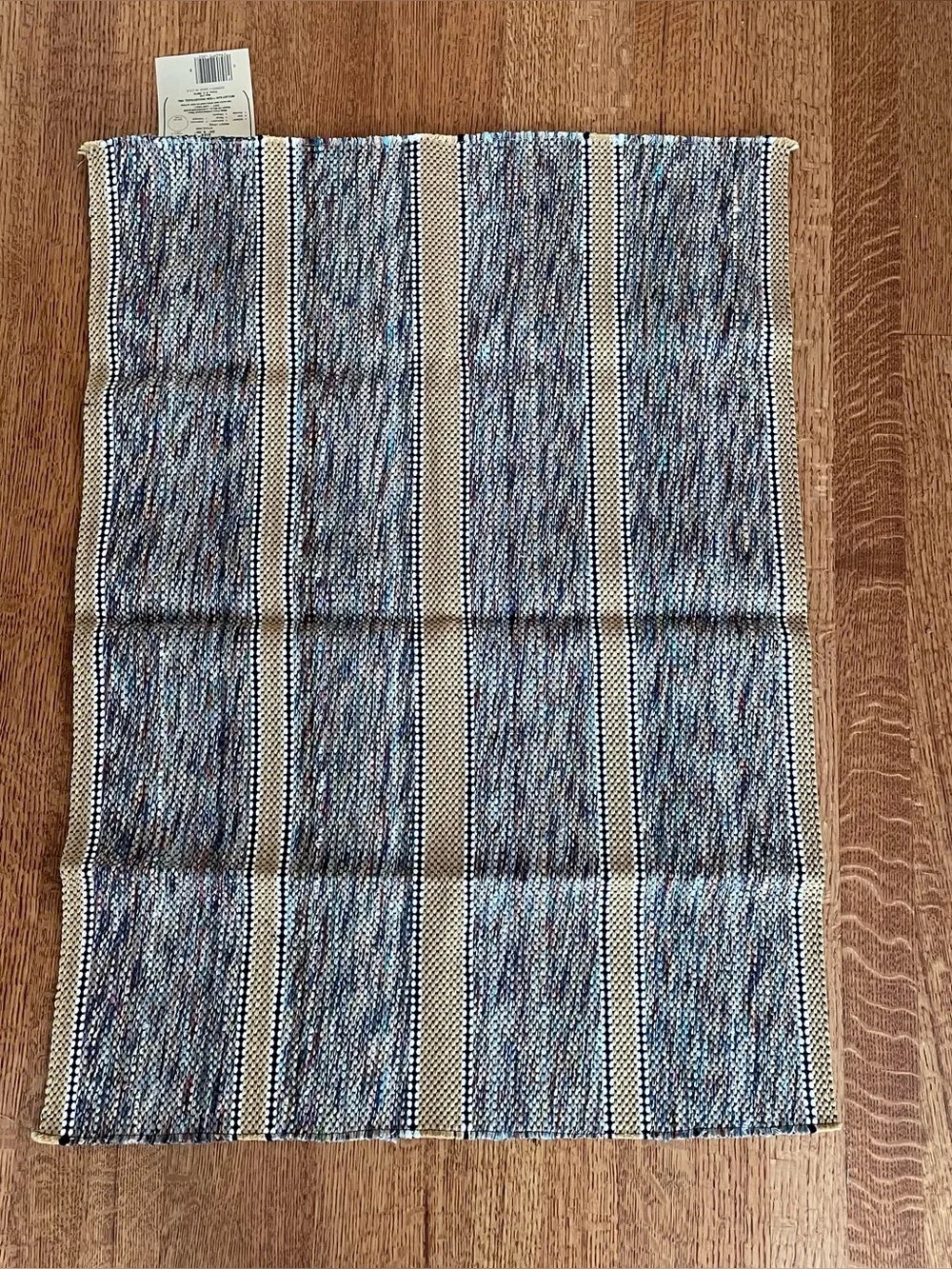 New Old Stock Vintage Mountain View Industries Rag Rug Tan Striped Weave NWT